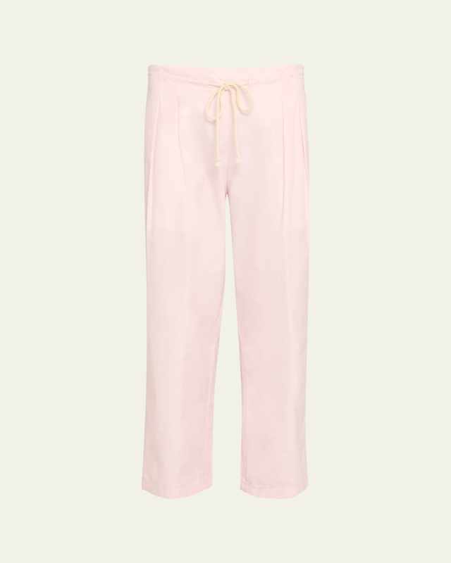 Cosy Pleated Straight-Leg Drawstring Pants